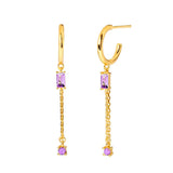 925 Silver Chain Drop Stud Earrings - Elegant CZ Earring