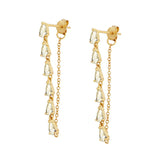 925 Silver Chain Drop Stud Earrings - Elegant CZ Earring