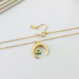 925 Sterling Silver Zircon Moon Water Drop Pendant Necklace for Women