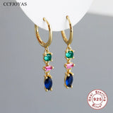 925 Silver Zircon Tassel Hoop Earrings for Women