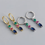925 Silver Zircon Tassel Hoop Earrings for Women