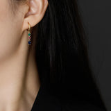 925 Silver Zircon Tassel Hoop Earrings for Women