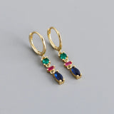 925 Silver Zircon Tassel Hoop Earrings for Women