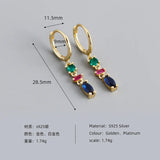 925 Silver Zircon Tassel Hoop Earrings for Women