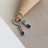 925 Silver Zircon Tassel Hoop Earrings for Women
