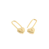 925 Silver Heart Lock Hoop Earrings French Geometric Silver Earrings
