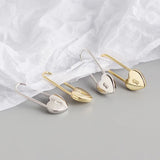 925 Silver Heart Lock Hoop Earrings French Geometric Silver Earrings