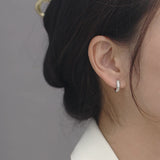 925 Silver Hoop Earrings 10mm CZ Fine Jewelry
