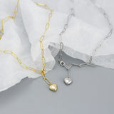 925 Silver Peach Heart Necklace Women Wedding Jewelry