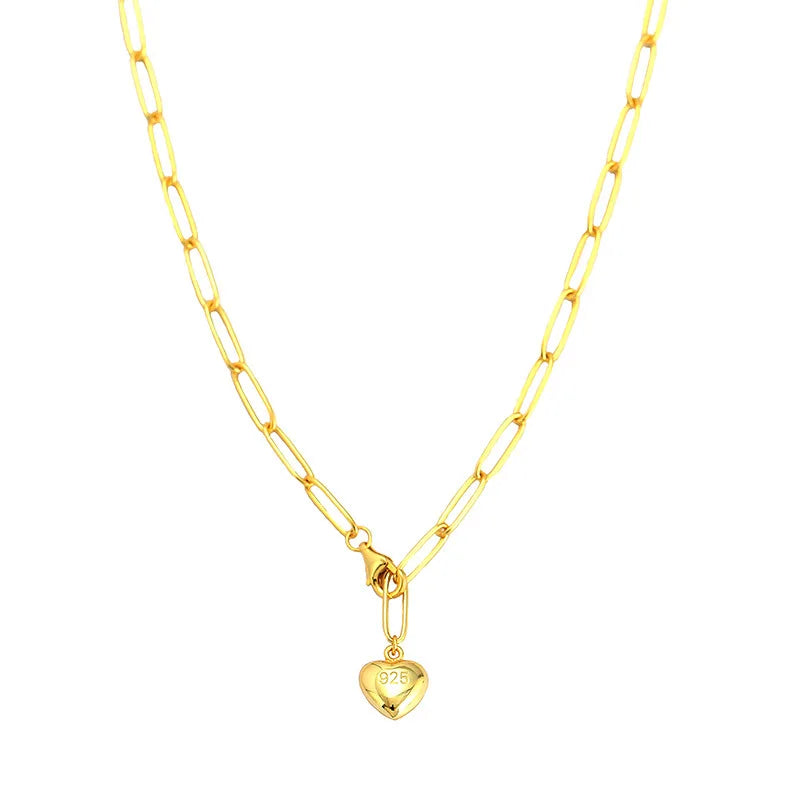 925 Silver Peach Heart Necklace Women Wedding Jewelry