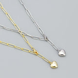 925 Silver Peach Heart Necklace Women Wedding Jewelry