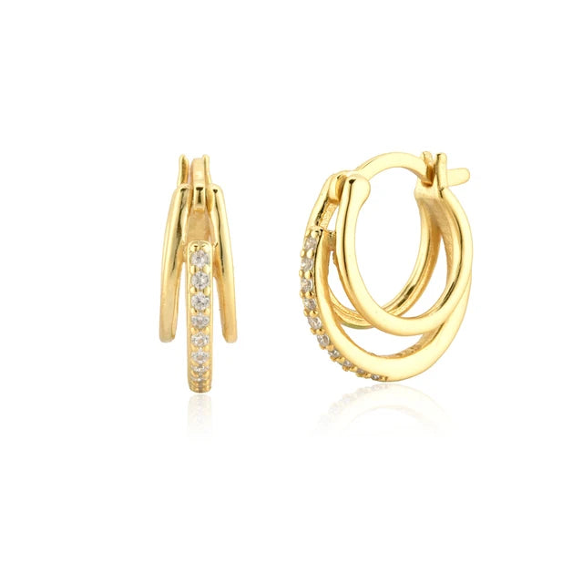 925 Silver Punk Zircon Hoop Earrings for Women