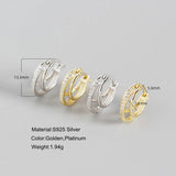 925 Silver Punk Zircon Hoop Earrings for Women