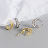 925 Silver Punk Zircon Hoop Earrings for Women