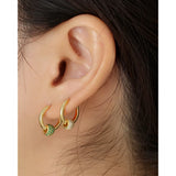 925 Silver Punk Rock Ball Hoop Earrings Colorful Zircon 10mm
