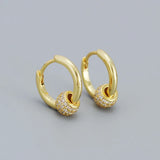 925 Silver Punk Rock Ball Hoop Earrings Colorful Zircon 10mm
