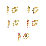 925 Sterling Silver Rainbow Claw Stud Earrings White/Black Zircon Jewelry
