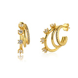 925 Sterling Silver Rainbow Claw Stud Earrings White/Black Zircon Jewelry
