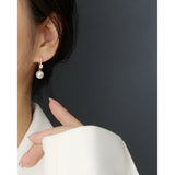 925 Silver Retro Pearl Earrings 8mm Hoops French Light Gift
