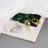 925 Silver Retro Pearl Earrings 8mm Hoops French Light Gift