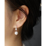 925 Silver Retro Pearl Earrings 8mm Hoops French Light Gift