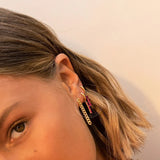 925 Silver Rose Red Zircon Hoop Earrings for Women