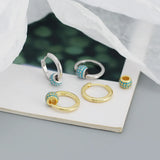 925 Silver Turquoise Bead Hoop Earrings for Women