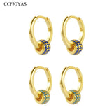 925 Silver Turquoise Bead Hoop Earrings for Women