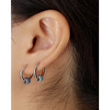 925 Silver Turquoise Bead Hoop Earrings for Women