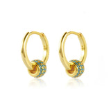 925 Silver Turquoise Bead Hoop Earrings for Women