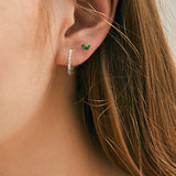 925 Sterling Silver Turquoise Mini Piercing Hoop Earrings