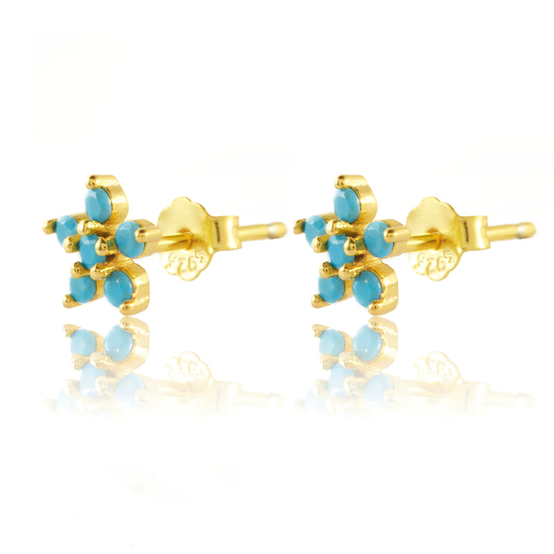 925 Sterling Silver Turquoise Mini Piercing Hoop Earrings