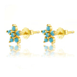 925 Sterling Silver Turquoise Mini Piercing Hoop Earrings