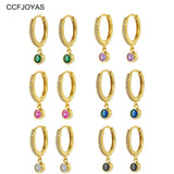 925 Silver Hoop Earrings w/ Zircon, Elegant Design for Women