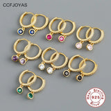 925 Silver Hoop Earrings w/ Zircon, Elegant Design for Women