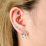 High Marquise Turquoise Earrings 925 Sterling Silver Set Women Stackable