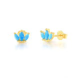 High Marquise Turquoise Earrings 925 Sterling Silver Set Women Stackable
