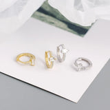 Geometric Zircon Small Hoop Earrings 925 Sterling Silver Round Circle Jewelry