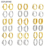 Geometric Zircon Small Hoop Earrings 925 Sterling Silver Round Circle Jewelry