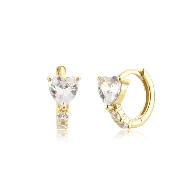 Geometric Zircon Small Hoop Earrings 925 Sterling Silver Round Circle Jewelry