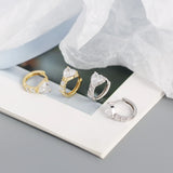Geometric Zircon Small Hoop Earrings 925 Sterling Silver Round Circle Jewelry