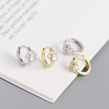 Geometric Zircon Small Hoop Earrings 925 Sterling Silver Round Circle Jewelry