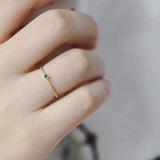 Green/White Zircon 925 Silver Wedding Ring