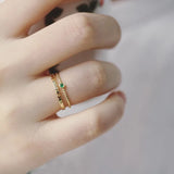 Green/White Zircon 925 Silver Wedding Ring