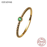 Green/White Zircon 925 Silver Wedding Ring