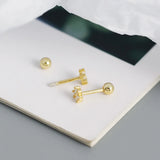 Flower Stud Earrings 925 Sterling Silver Piercing Jewelry