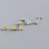 Flower Stud Earrings 925 Sterling Silver Piercing Jewelry
