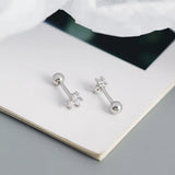Flower Stud Earrings 925 Sterling Silver Piercing Jewelry