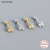 Flower Stud Earrings 925 Sterling Silver Piercing Jewelry