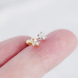 Flower Stud Earrings 925 Sterling Silver Piercing Jewelry